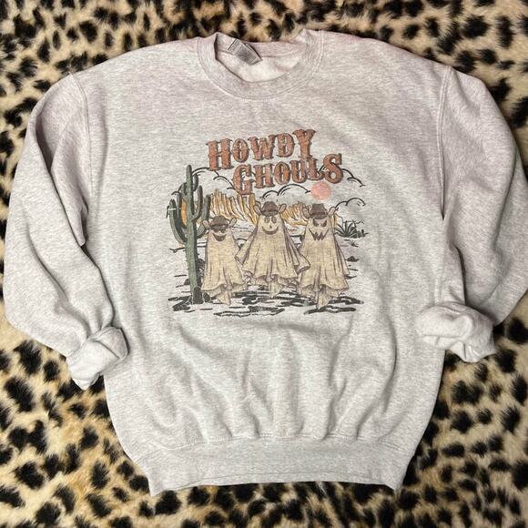 ‘Howdy Ghouls’ Graphic Halloween Crewneck Sweatshirt M - Picture 1 of 6